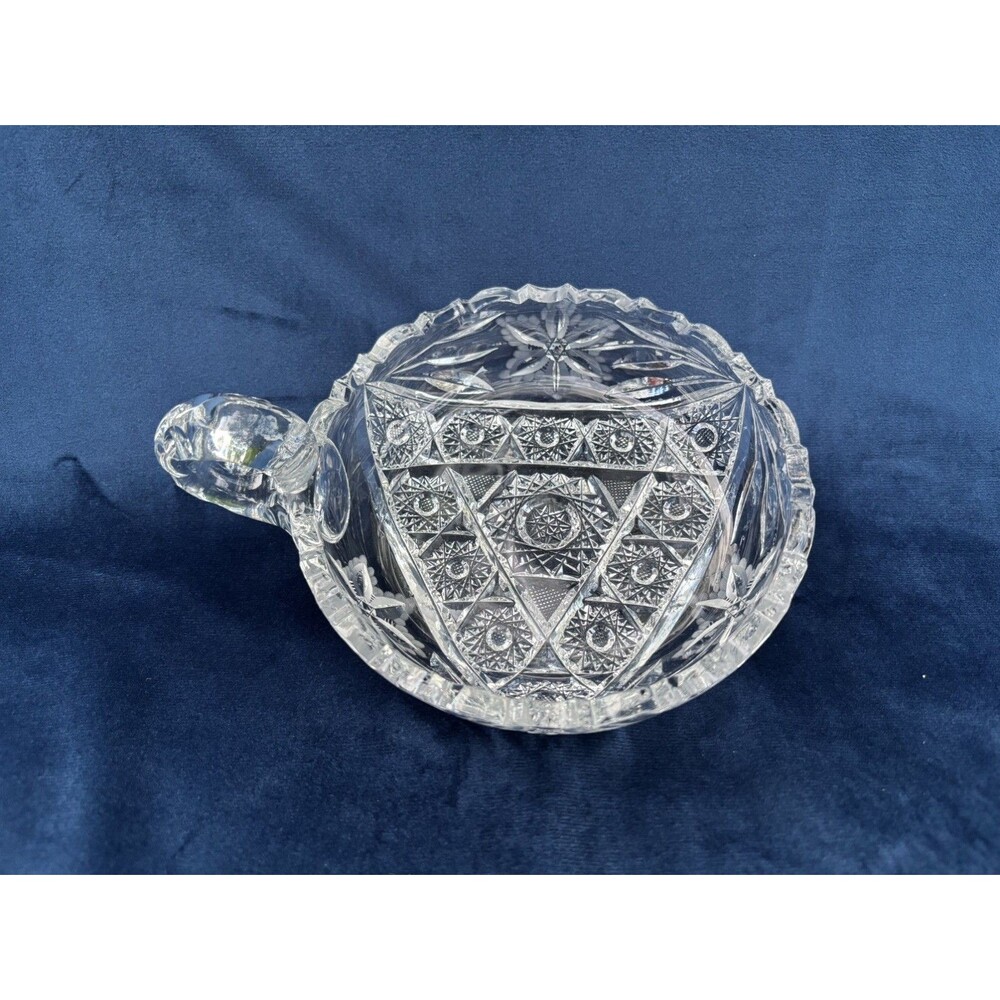American Brilliant Period Intricate Pattern Sawtooth Candy Dish Handle